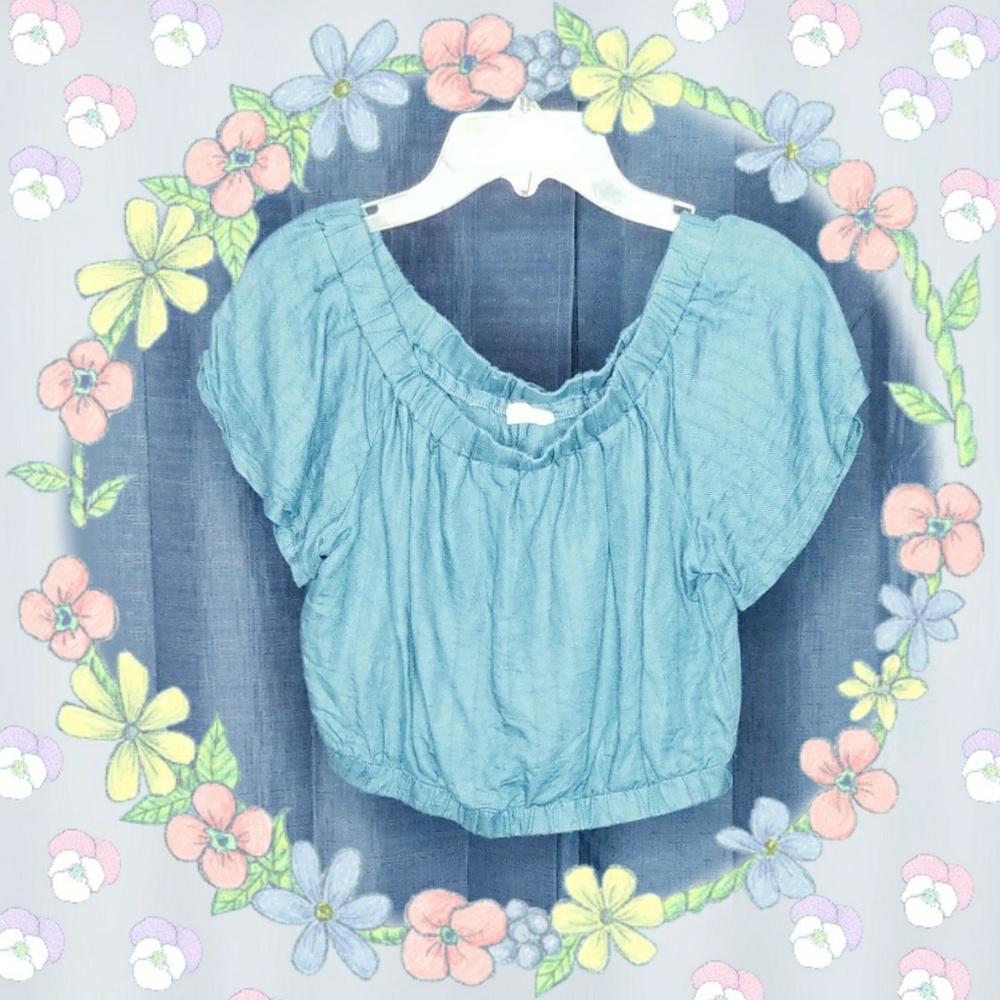 Navy Off the Shoulder Crop Top